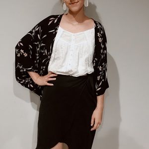 Carly Jean Los Angeles black floral “Olive” kimono